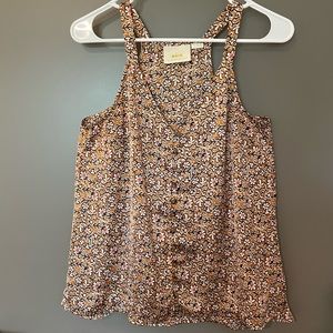 Maeve by Anthropologie Button-Down Racerback Tank Top Floral Women’s 6 Boho